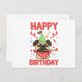 Happy Birthday Mops Bulldog Postkarte (Vorne/Hinten)