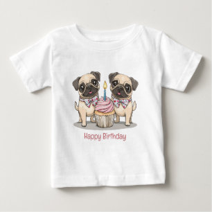 Happy Birthday Mops Hunde Cupcake Baby T-shirt