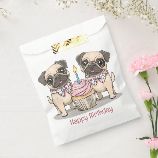 Happy Birthday Mops Hunde Cupcake Geschenktütchen (Versiegelt)