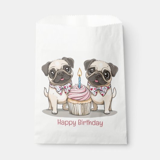Happy Birthday Mops Hunde Cupcake Geschenktütchen (Vorderseite)