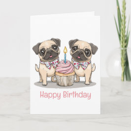 Happy Birthday Mops Hunde Cupcake Karte