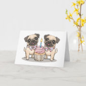 Happy Birthday Mops Hunde Cupcake Karte (Gelbe Blume)