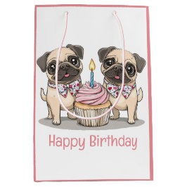 Happy Birthday Mops Hunde Cupcake Mittlere Geschenktüte