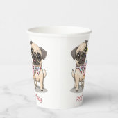 Happy Birthday Mops Hunde Cupcake Pappbecher (Rechts)