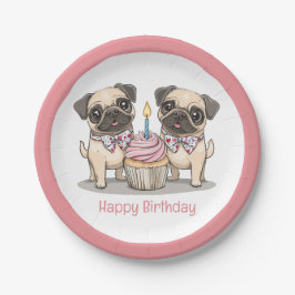 Happy Birthday Mops Hunde Cupcake Pappteller