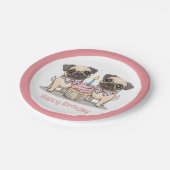 Happy Birthday Mops Hunde Cupcake Pappteller (Schrägansicht)
