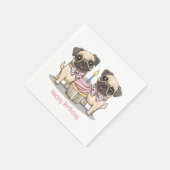Happy Birthday Mops Hunde Cupcake Serviette (Ecke)