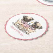 Happy Birthday Mops Hunde Cupcake Untersetzer (angewinkelt)