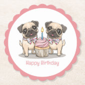 Happy Birthday Mops Hunde Cupcake Untersetzer (Vorderseite)