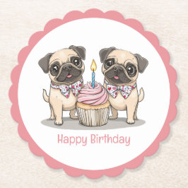Happy Birthday Mops Hunde Cupcake Untersetzer