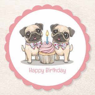 Happy Birthday Mops Hunde Cupcake Untersetzer