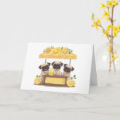 Happy Birthday Mops Hunde Lemonade Stand Karte (Gelbe Blume)