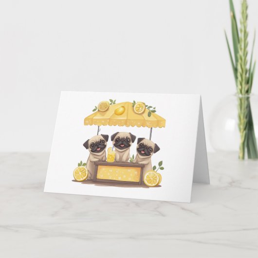 Happy Birthday Mops Hunde Lemonade Stand Karte (Vorderseite)