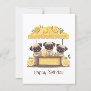 Happy Birthday Mops Hunde Lemonade Stand Postkarte