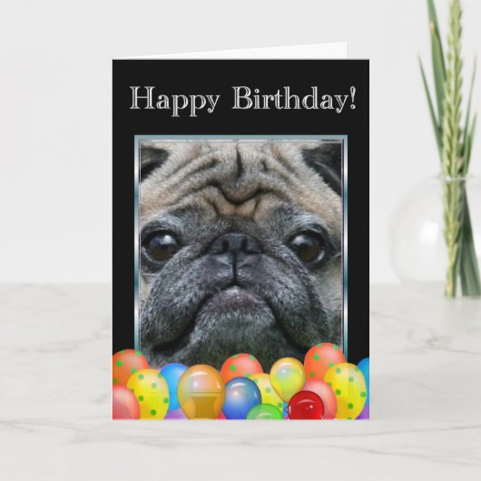 Happy Birthday Mops Hundekarte Karte (Vorderseite)