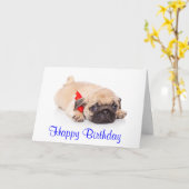 Happy Birthday Mops Puppy Dog Card Karte (Gelbe Blume)