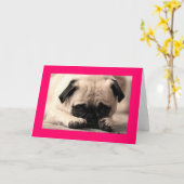 Happy Birthday Mops Puppy Dog Pink Grußkarte Karte (Gelbe Blume)
