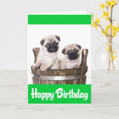 Happy Birthday Mops Welpe Hunde Grußkarte Verse Karte (Gelbe Blume)