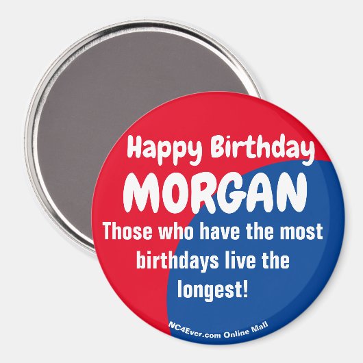 Happy Birthday MORGAN Magnet (Vorderseite/Rückseite)