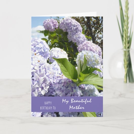 Happy Birthday Mother Hydrangea Flowers Karte (Vorderseite)