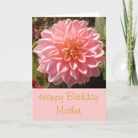Happy Birthday Mother Pink Dahlia Personalize Karte (Vorderseite)