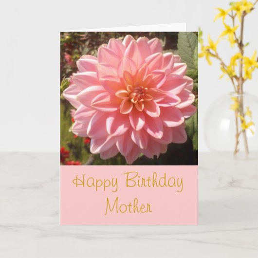 Happy Birthday Mother Pink Dahlia Personalize Karte (Gelbe Blume)