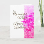 Happy Birthday Mother (pink) Karte<br><div class="desc">Rosa Blume,  goldene Schrift Typografie Geburtstagskarte für Mutter.</div>