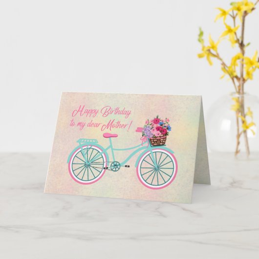 Happy Birthday Mother Vintag Bicycle Blume Karte (Gelbe Blume)