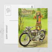 HAPPY BIRTHDAY MOTORRAD POSTKARTE (Vorne/Hinten)