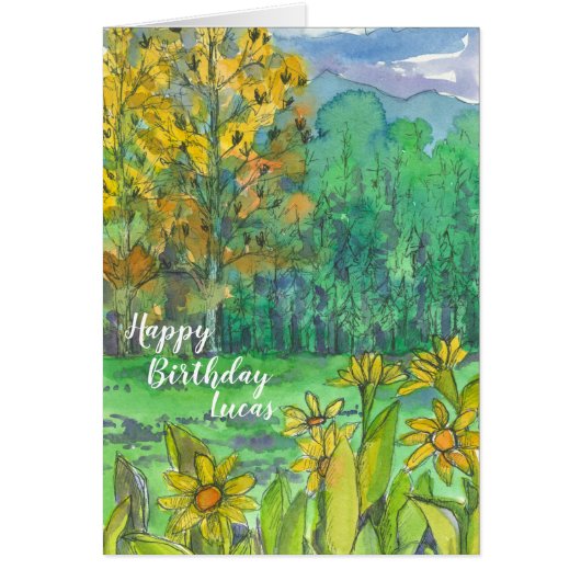 Happy Birthday Mountain Meadow Custom Name (Vorne)