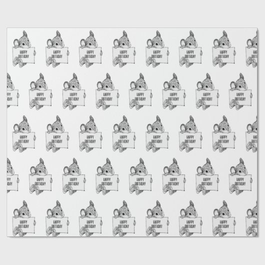 Happy Birthday Mouse Geschenkpapier (Flach)