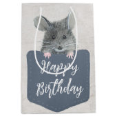 Happy Birthday Mouse in Pocket Mittlere Geschenktüte (Vorderseite)