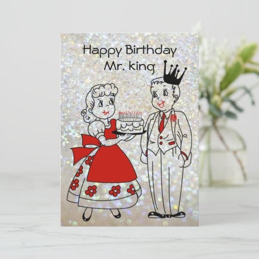 Happy Birthday Mr. King Funny Birthday Card (Stehend Vorderseite)