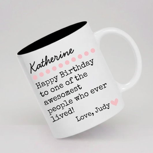Happy Birthday Mug Custom Name Gift for Her or Him Zweifarbige Tasse