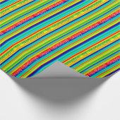 Happy Birthday Multifarbene Streifen Monogramm Geschenkpapier (Ecke)