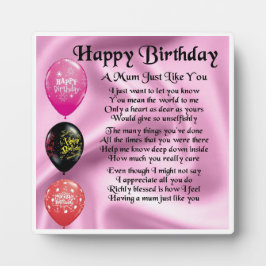 Happy Birthday Mum Poem Plaque Fotoplatte