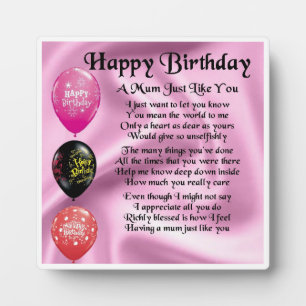 Happy Birthday Mum Poem Plaque Fotoplatte