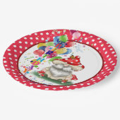 Happy Birthday Mushroom Gnome Paper Plate Pappteller (Schrägansicht)