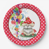 Happy Birthday Mushroom Gnome Paper Plate Pappteller (Vorderseite)