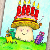 Happy Birthday Mushroom Postkarte