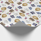 Happy Birthday Muster in Navy Blue Wrapping Paper Geschenkpapier (Ecke)