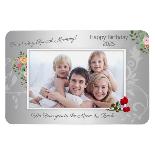 Happy Birthday Mütter Day Mum Foto Magnet (Horizontal)