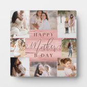 Happy Birthday Mutter Foto Collage Pink Woodgrain Fotoplatte (Vorderseite)
