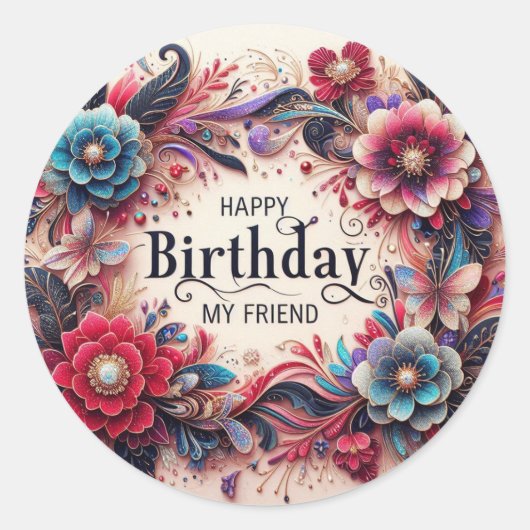 Happy Birthday My Friend Sticker (Vorderseite)