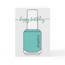 Happy Birthday Nail polish art aquamarin Card