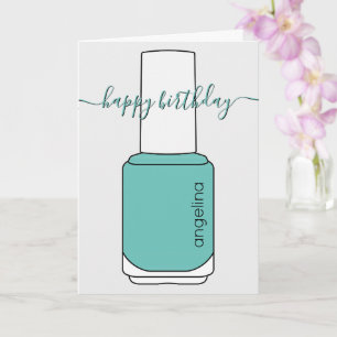 Happy Birthday Nail polish art aquamarin Card Karte