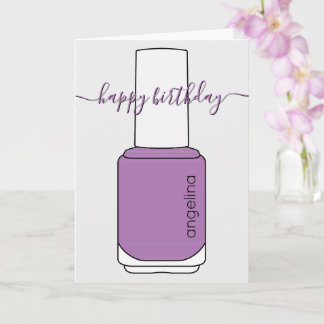 Happy Birthday Nail polish art lila Card Karte