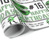 Happy Birthday Name Age Sentiment Fußball Sport Geschenkpapier (Rolleneckpunkt)