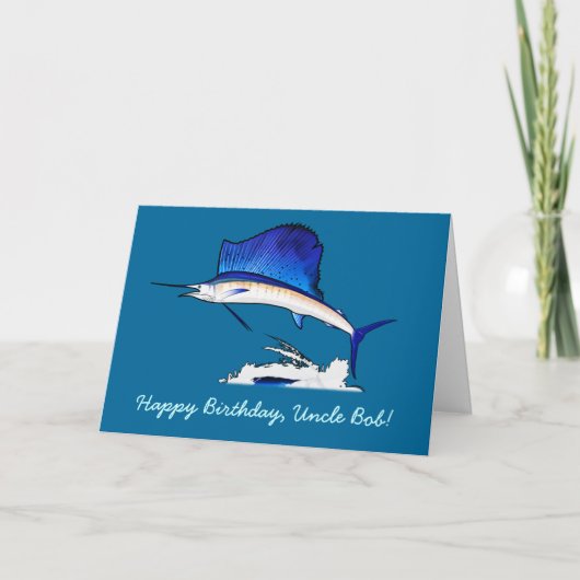 Happy Birthday Name anpassbar mit Sailfish Karte (Vorderseite)