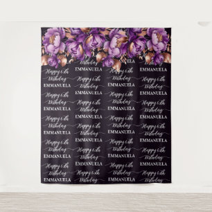 Happy Birthday Name Collage Foto Hintergrund Wandteppich